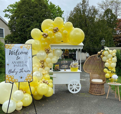 124pcs Yellow Balloon Arch Kit, Lemon Daisy Honeybee Theme Yellow and Gold Balloons for Birthday Parties, Wedding, Baby Shower Party, Anniversary Party Decoration