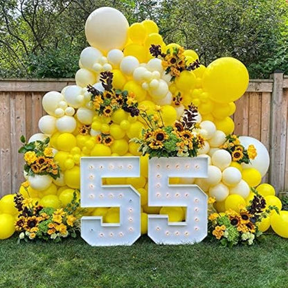 124pcs Yellow Balloon Arch Kit, Lemon Daisy Honeybee Theme Yellow and Gold Balloons for Birthday Parties, Wedding, Baby Shower Party, Anniversary Party Decoration
