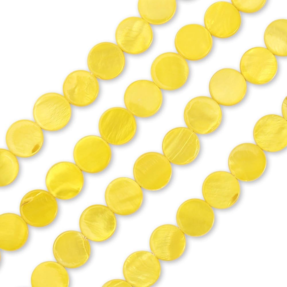15mm Shell Beads for Jewelry Making 50pcs Round Charm Beads for Earring Bracelet Necklace DIY Craft Making Supplies(DIY-1039-Yellow)
