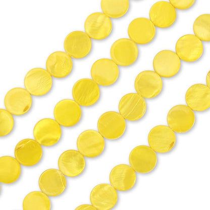 15mm Shell Beads for Jewelry Making 50pcs Round Charm Beads for Earring Bracelet Necklace DIY Craft Making Supplies(DIY-1039-Yellow)