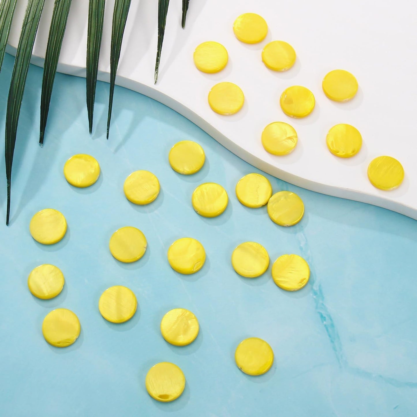 15mm Shell Beads for Jewelry Making 50pcs Round Charm Beads for Earring Bracelet Necklace DIY Craft Making Supplies(DIY-1039-Yellow)