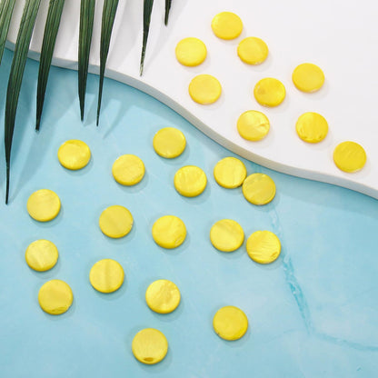 15mm Shell Beads for Jewelry Making 50pcs Round Charm Beads for Earring Bracelet Necklace DIY Craft Making Supplies(DIY-1039-Yellow)