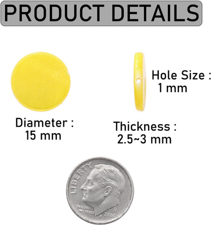 15mm Shell Beads for Jewelry Making 50pcs Round Charm Beads for Earring Bracelet Necklace DIY Craft Making Supplies(DIY-1039-Yellow)