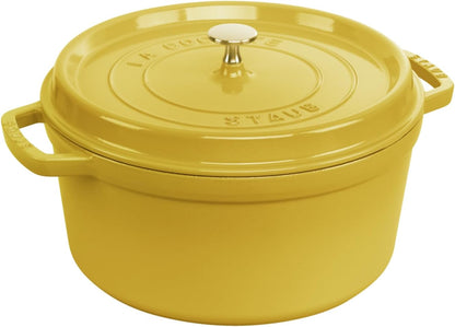 Enamelled Cast Iron Casserole Dish with Lid, Suitable for All Heat Sources Including Induction, 4 People, Round, 24 cm, 3.70 L, 4.7 kg, Lemon