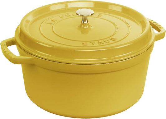 Enamelled Cast Iron Casserole Dish with Lid, Suitable for All Heat Sources Including Induction, 4 People, Round, 24 cm, 3.70 L, 4.7 kg, Lemon