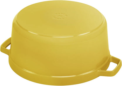 Enamelled Cast Iron Casserole Dish with Lid, Suitable for All Heat Sources Including Induction, 4 People, Round, 24 cm, 3.70 L, 4.7 kg, Lemon