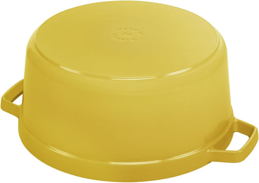 Enamelled Cast Iron Casserole Dish with Lid, Suitable for All Heat Sources Including Induction, 4 People, Round, 24 cm, 3.70 L, 4.7 kg, Lemon