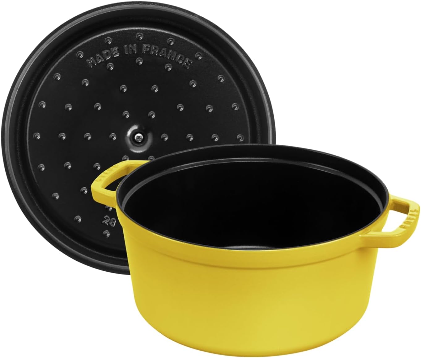 Enamelled Cast Iron Casserole Dish with Lid, Suitable for All Heat Sources Including Induction, 4 People, Round, 24 cm, 3.70 L, 4.7 kg, Lemon