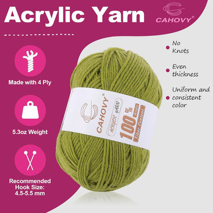 Soft Yellow Acrylic Yarn 3 Pack Crochet Knitting,840 Yards/450g Each, Worsted Yarn Crocheting, Amigurumi, Craft 3 Light