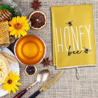 4 Pcs Summer Bee Kitchen Tea Towel 16 x 24 Inch Honey Bee Dish Towels Honeycomb Bath Washcloth Hand Polyester Absorbent Cloths Accessories for Kitchen Decor(Yellow, White,Honey)