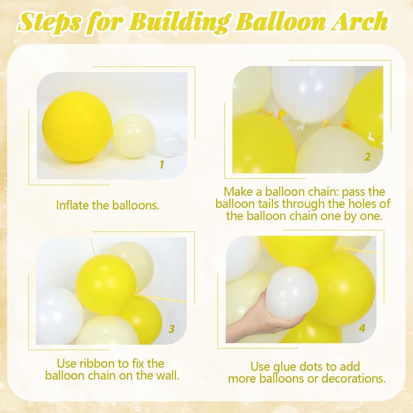 Yellow Bee Balloon Arch Kit with Gold Confetti Yellow and White Balloons | Wedding, Baby Shower, Birthday Decorations