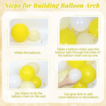 Yellow Bee Balloon Arch Kit with Gold Confetti Yellow and White Balloons | Wedding, Baby Shower, Birthday Decorations