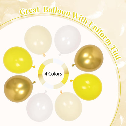 Yellow Bee Balloon Arch Kit with Gold Confetti Yellow and White Balloons | Wedding, Baby Shower, Birthday Decorations