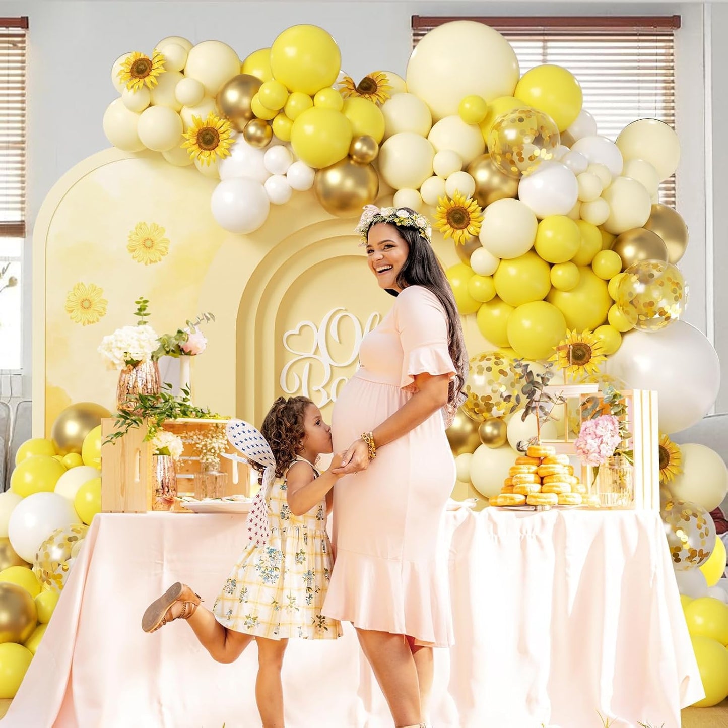 Yellow Bee Balloon Arch Kit with Gold Confetti Yellow and White Balloons | Wedding, Baby Shower, Birthday Decorations