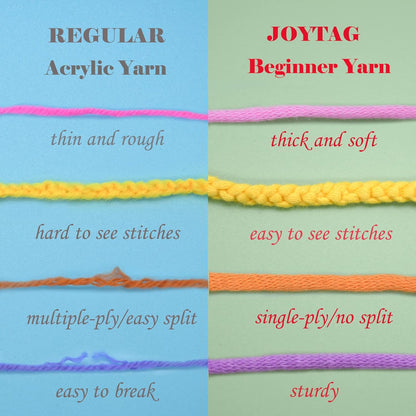 12 Pack Beginners Crochet Yarn Blue Green Pink Purple Yellow Rainbow Cotton Easy Crochet Yarn for Crocheting Knitting Beginners with Easy-to-See Stitches Mini Beginner Crochet Kit(12x25g)