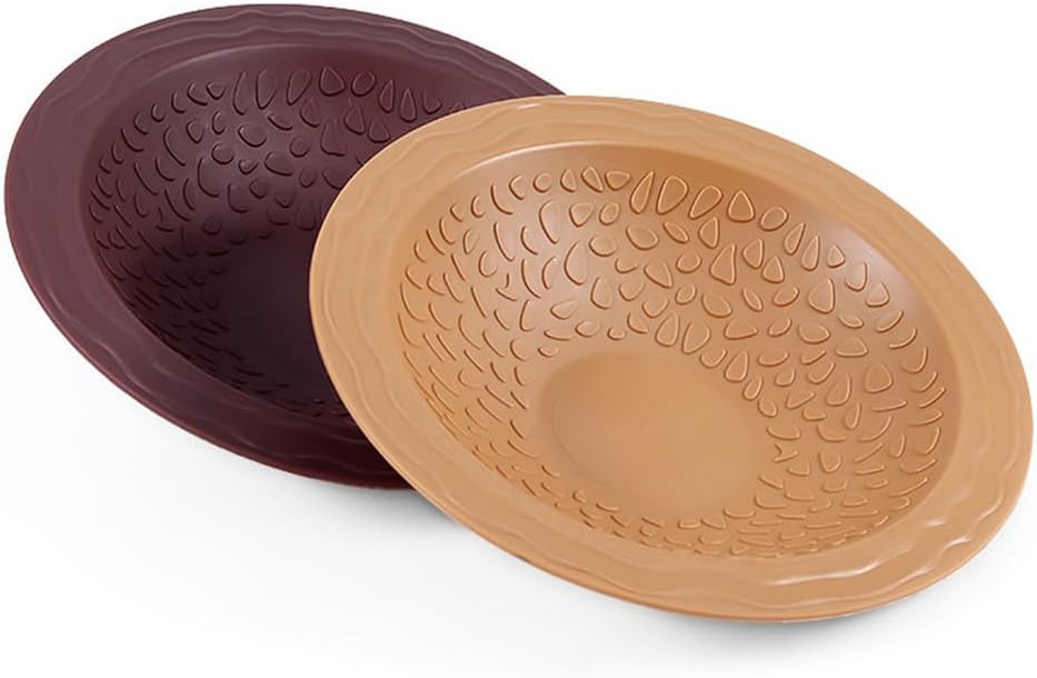 Turtle Bathing Pool Small for Reptiles & Amphibians - Resin Water Dish & Feeding Bowl with Gentle Slope - Safe for Turtles, Lizards, Frogs, Snakes (Reddish Brown)
