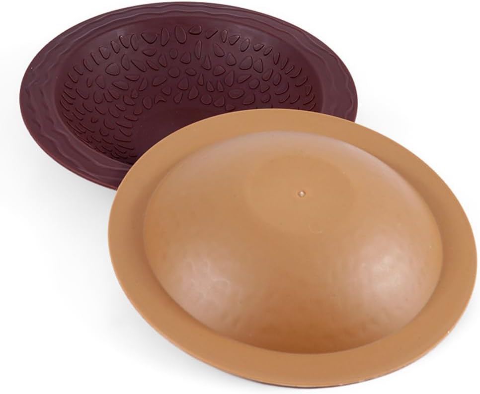 Turtle Bathing Pool Small for Reptiles & Amphibians - Resin Water Dish & Feeding Bowl with Gentle Slope - Safe for Turtles, Lizards, Frogs, Snakes (Reddish Brown)