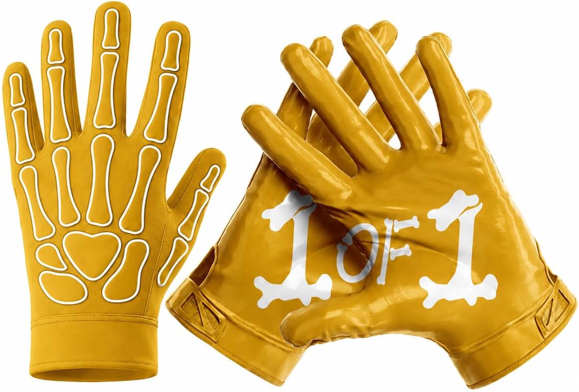 1 of 1 Bone Football Gloves – Elite Sticky Grip Wide Receiver Gloves for Youth & Adult – Ultra-Stick Palm, Breathable, All-Weather