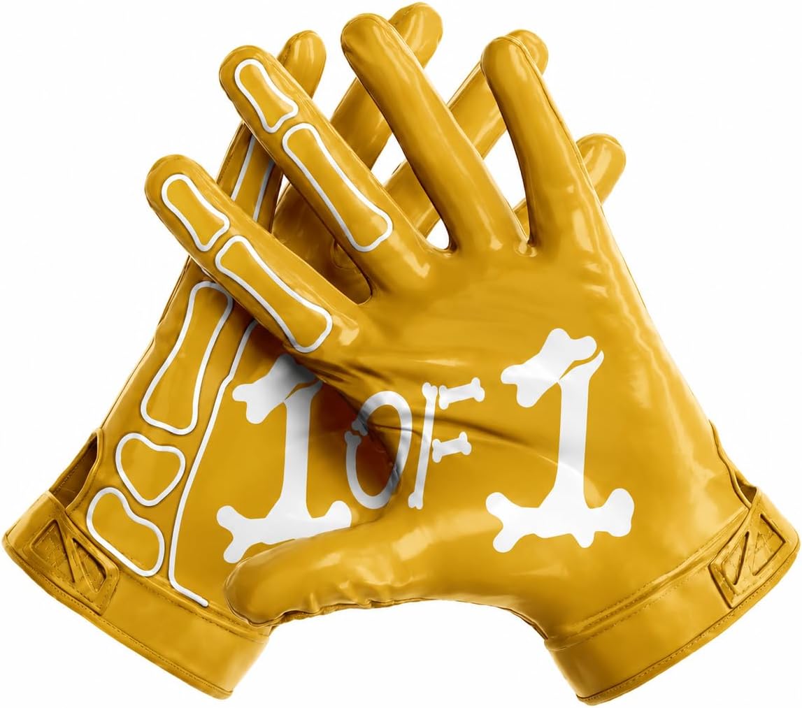 1 of 1 Bone Football Gloves – Elite Sticky Grip Wide Receiver Gloves for Youth & Adult – Ultra-Stick Palm, Breathable, All-Weather