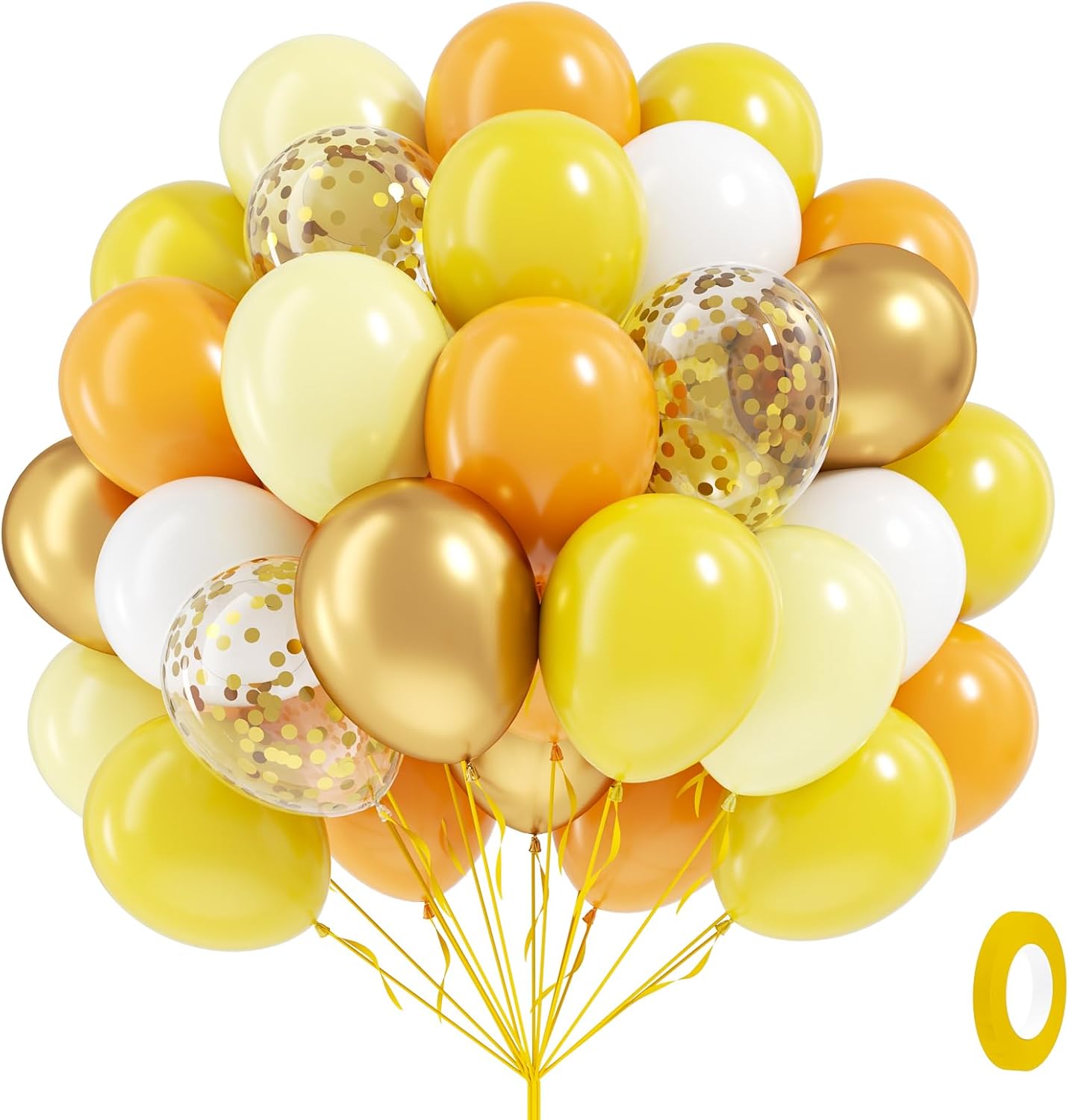 60pcs Yellow and White Balloons 12inch with Yellow White Gold Balloons | Bee, Sun, Baby Shower, Birthday Party Decorations