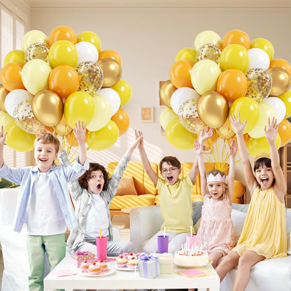 60pcs Yellow and White Balloons 12inch with Yellow White Gold Balloons | Bee, Sun, Baby Shower, Birthday Party Decorations