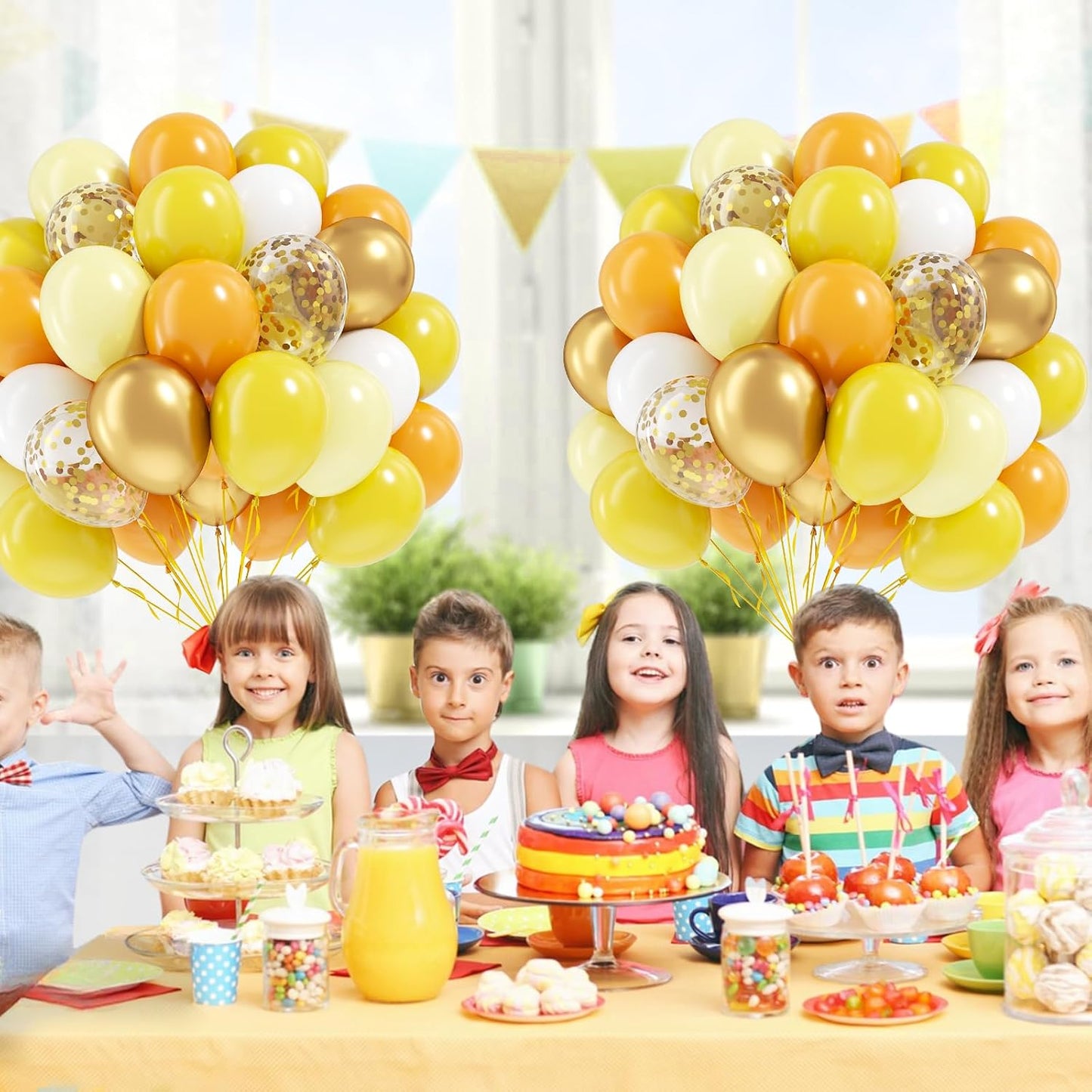 60pcs Yellow and White Balloons 12inch with Yellow White Gold Balloons | Bee, Sun, Baby Shower, Birthday Party Decorations