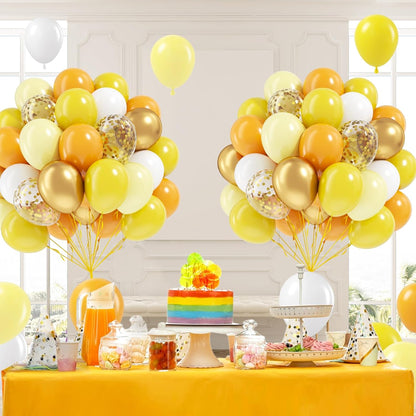 60pcs Yellow and White Balloons 12inch with Yellow White Gold Balloons | Bee, Sun, Baby Shower, Birthday Party Decorations
