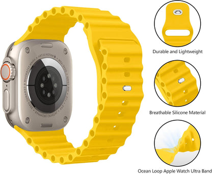 Ocean Band Compatible with Apple Watch Ultra Band 49mm 46mm 45mm 44mm 42mm for Men Women, Sport Wristband Adjustable Silicone Strap for Apple Watch Ultra 3/2/1 iWatch Series 11 10 9 8 7 6 5 4 3 2 1 SE