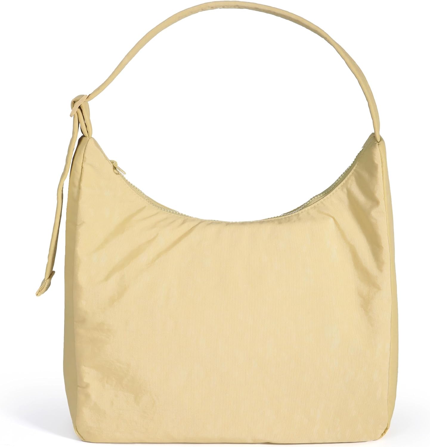 Nylon Shoulder Bag - Adjustable Quilted Strap, Structured Slouchy Design with Interior Zip Pocket