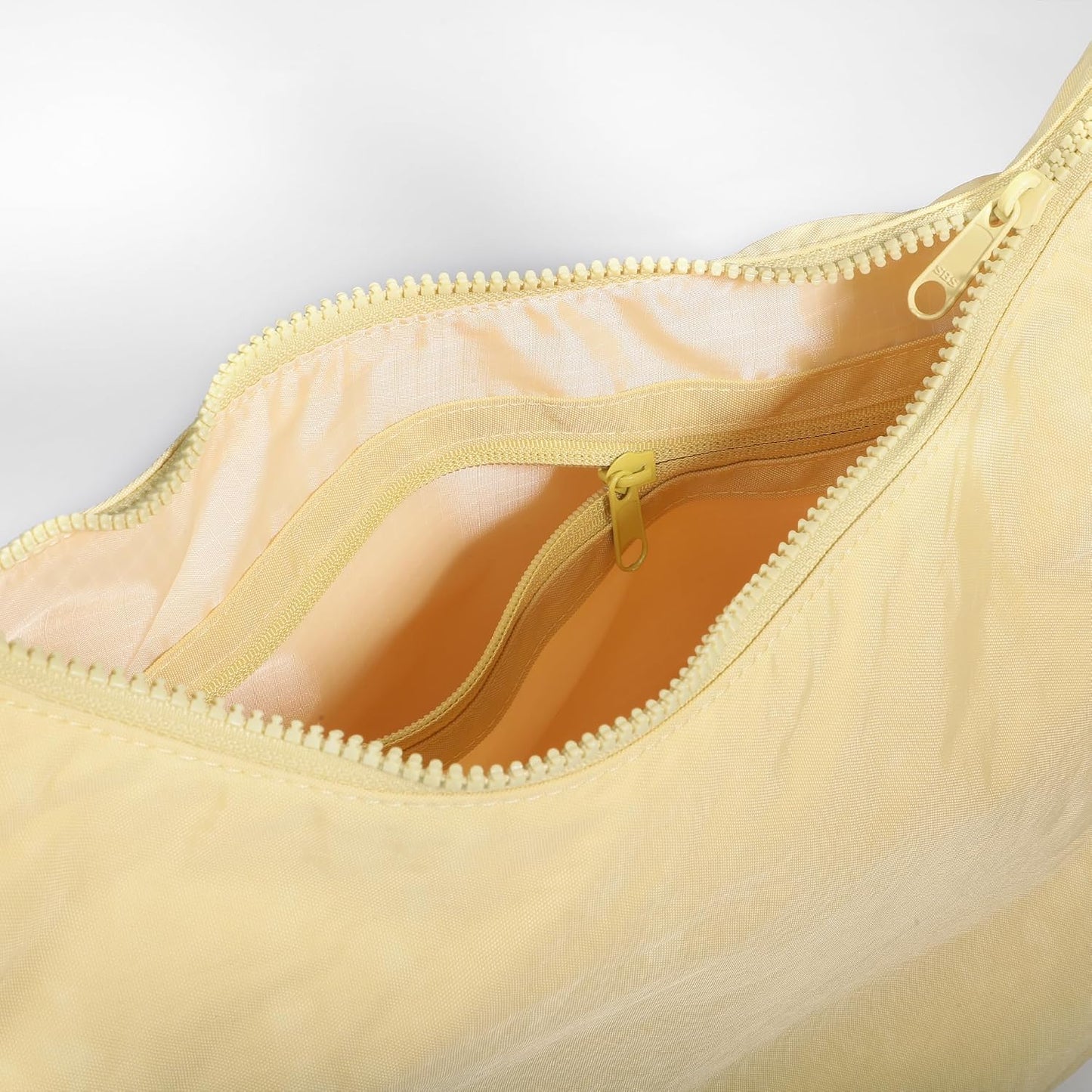 Nylon Shoulder Bag - Adjustable Quilted Strap, Structured Slouchy Design with Interior Zip Pocket