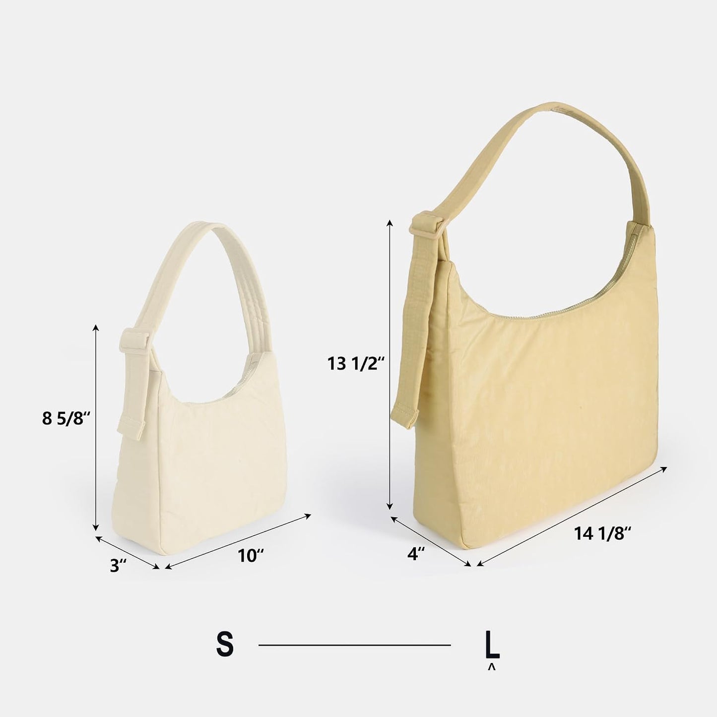 Nylon Shoulder Bag - Adjustable Quilted Strap, Structured Slouchy Design with Interior Zip Pocket