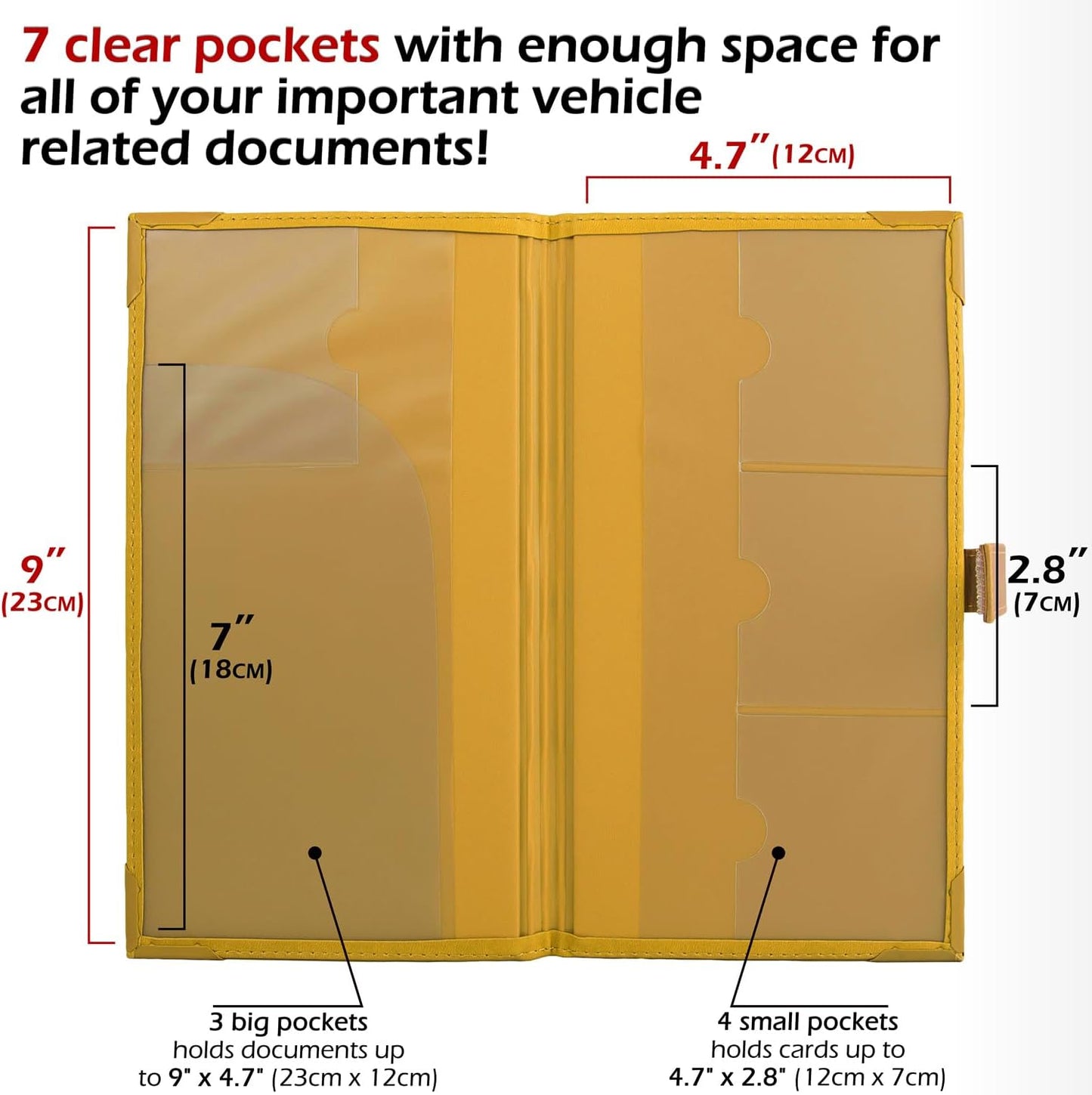 Registration and Insurance Card Holder - Car Organizer - Yellow | Vehicle Glove Box Document Organizer, Auto Essential Paperwork Holder for Contact Information Cards, Interior Car Accessories