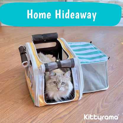 Soft-Sided Airline Approved Cat Carrier with Expandable Hideaway | Escape-Proof SBS Self-Locking Zippers | 22 lb Capacity | Vet Approved | Top & Side Entry | 17×11×11 in