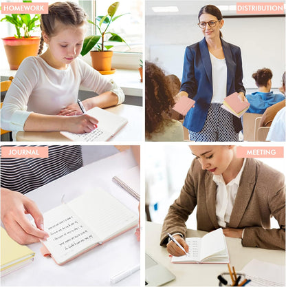 3 Pack Pocket Small Notebook Journals, Mini Cute Hardcover College Ruled Notepad Women Office Supplies, with 3 Black Pens, 3.5”x 5.5”, A6, Pastel Colors, Light Yellow, Light Pink, Pale Orange