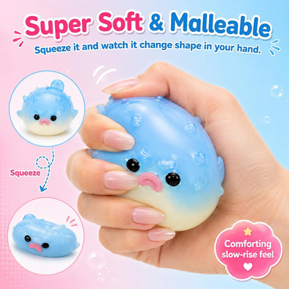 Pufferfish Squishy Toy, Cute Animal Squishies, Ultra Soft Marshmallow Like Squeeze Toy, Stress Relief Squishy Fidget for Adults