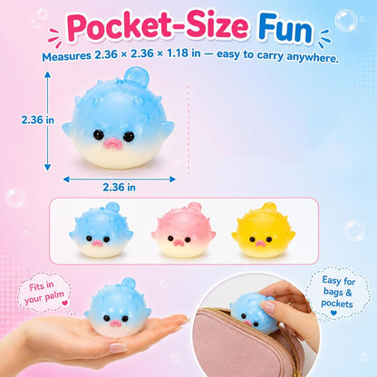 Pufferfish Squishy Toy, Cute Animal Squishies, Ultra Soft Marshmallow Like Squeeze Toy, Stress Relief Squishy Fidget for Adults