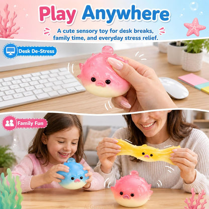 Pufferfish Squishy Toy, Cute Animal Squishies, Ultra Soft Marshmallow Like Squeeze Toy, Stress Relief Squishy Fidget for Adults