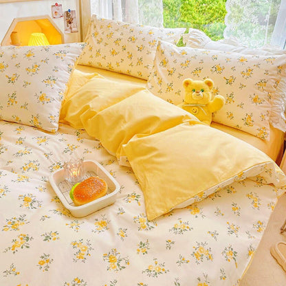 3Pieces Duvet Cover King Size- 100% Cotton Comfort Duvet Cover Set,a Duvet Cover,2 Pillowcase Home Bedding with Zipper Closure for All Season (King (U.S. Standard), Cream Yellow)