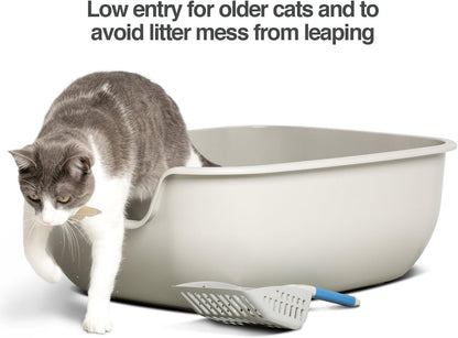 BetterBox Non-Stick Large Litter Box, Pet Safe Coating for Easier Cleaning, Open Top Promotes Healthy Usage, Made of Stronger ABS Plastic