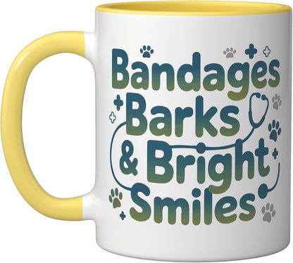 Veterinary Assistant Veterinarian Pet Animal Care Ceramic Mug, Yellow/White, 11oz