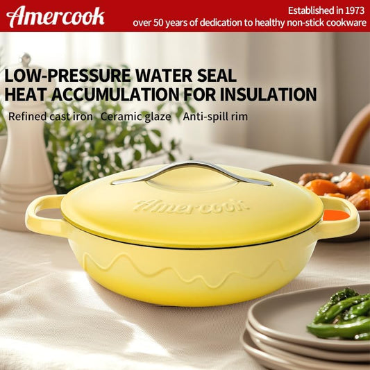 Enameled Cast Iron, Yellow, 11 Inches
