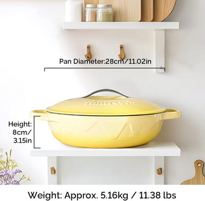 Enameled Cast Iron, Yellow, 11 Inches