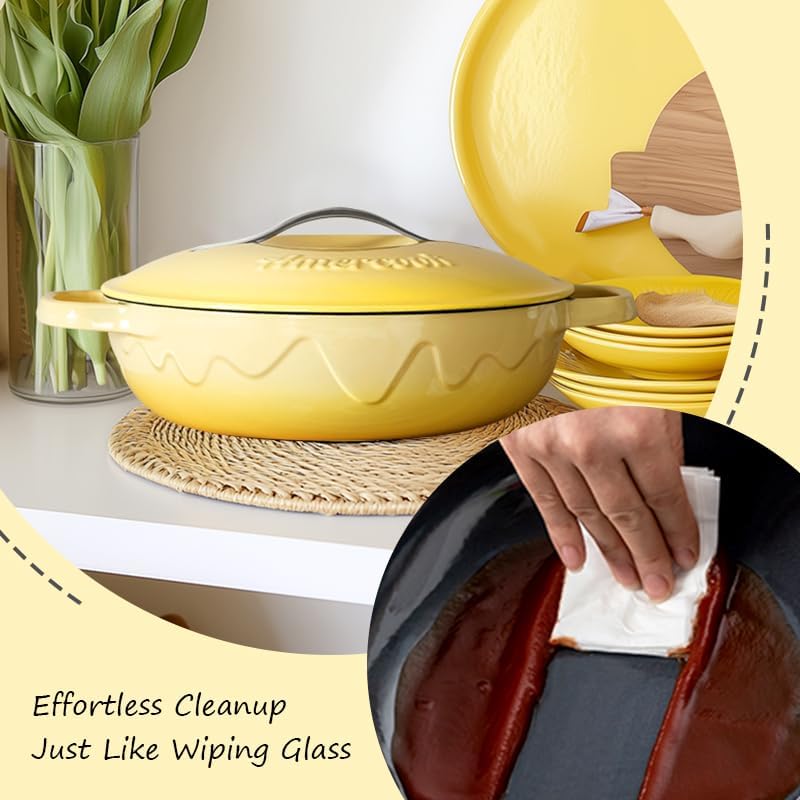 Enameled Cast Iron, Yellow, 11 Inches
