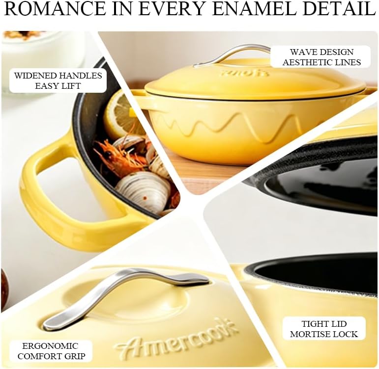 Enameled Cast Iron, Yellow, 11 Inches