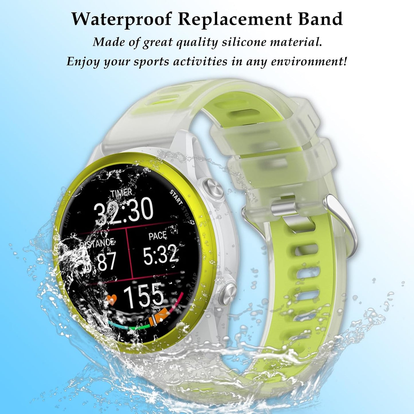 Watch Band Compatible with Garmin Forerunner 570 47mm, 22mm Width Soft Silicone Replacement Straps Wristbands Fit for Garmin Venu 4 45mm/Venu 3/Forerunner 265/255 Smartwatch for Women Men