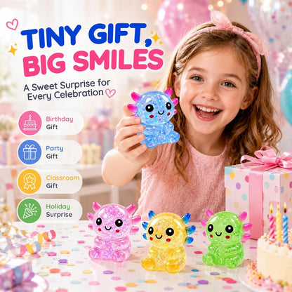 Axolotl Squishy Glitter Stress Toy, Soft Squeeze Sensory Toy (Yellow) | Axolotl Squishy Stress Ball Anxiety Calming Desk Toy Party Favor Handheld Fidget