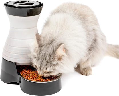 Healthy Pet Food Station, 2 lb Gravity Feeder, Cats & Dogs, Small | Dry Food Dispenser, Removable Stainless Steel Bowl Is Dishwasher Safe, Space-Saving Design