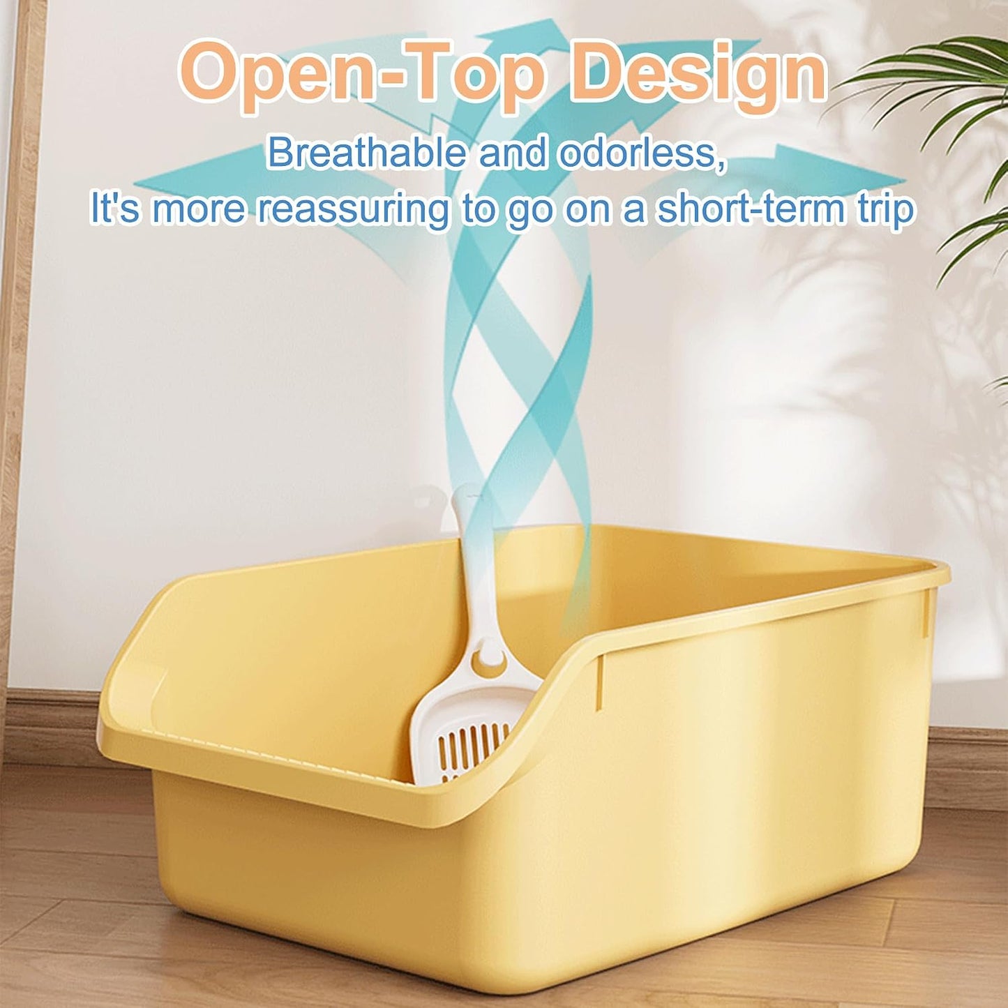 Rabbit Litter Box with Low Entry, High Back Splash Guard for Guinea Pigs, Hamsters, Hedgehogs, Chinchillas & Small Animals, Easy Clean Potty Training Pan for Cage (Yellow)