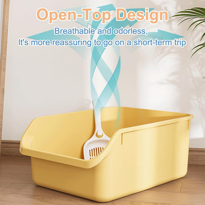 Rabbit Litter Box with Low Entry, High Back Splash Guard for Guinea Pigs, Hamsters, Hedgehogs, Chinchillas & Small Animals, Easy Clean Potty Training Pan for Cage (Yellow)
