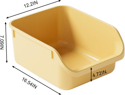 Rabbit Litter Box with Low Entry, High Back Splash Guard for Guinea Pigs, Hamsters, Hedgehogs, Chinchillas & Small Animals, Easy Clean Potty Training Pan for Cage (Yellow)